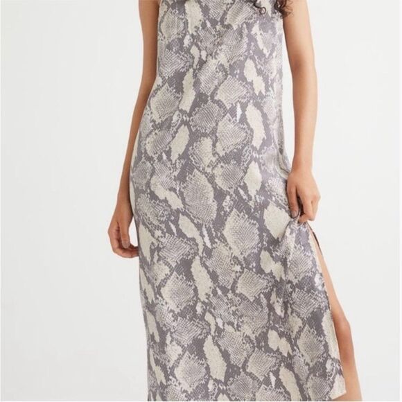 H&M | Satin Look Snake Print Midi Slip Dress Spaghetti Straps Women’s Size Small - Picture 2 of 12